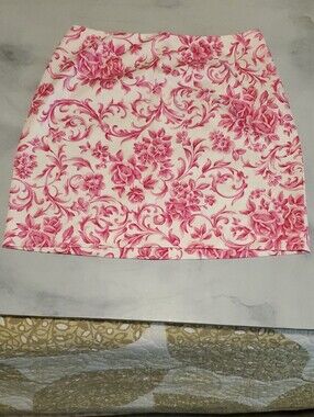 Talbots Pink and White Floral Mini Skirt